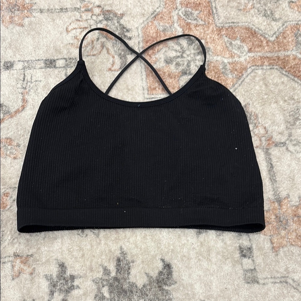 Black Ribbed Crop Top